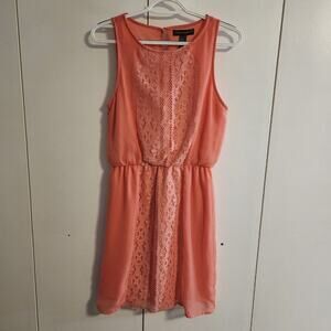 Socialite Pink Crochet Insert Pull On Tank Dress w/ Elastic Waist Women's Size S